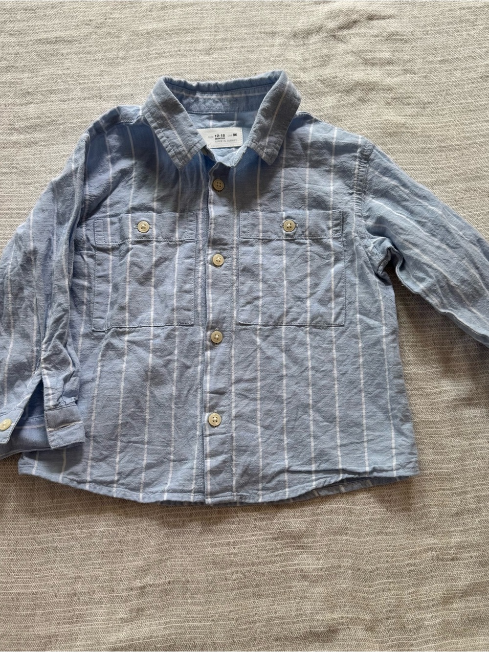 Zara Light Blue & White Striped Button-Down Shirt